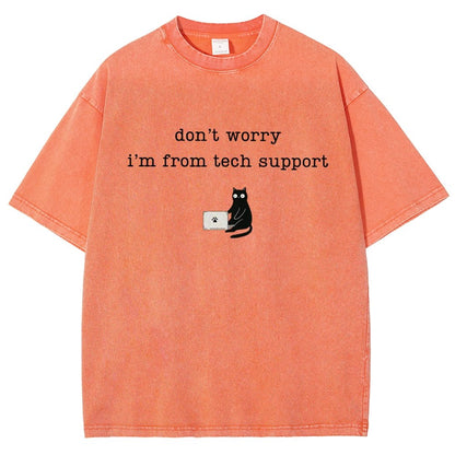 Don't Worry I'm From Tech Support Cat Vintage Distressed T-shirt