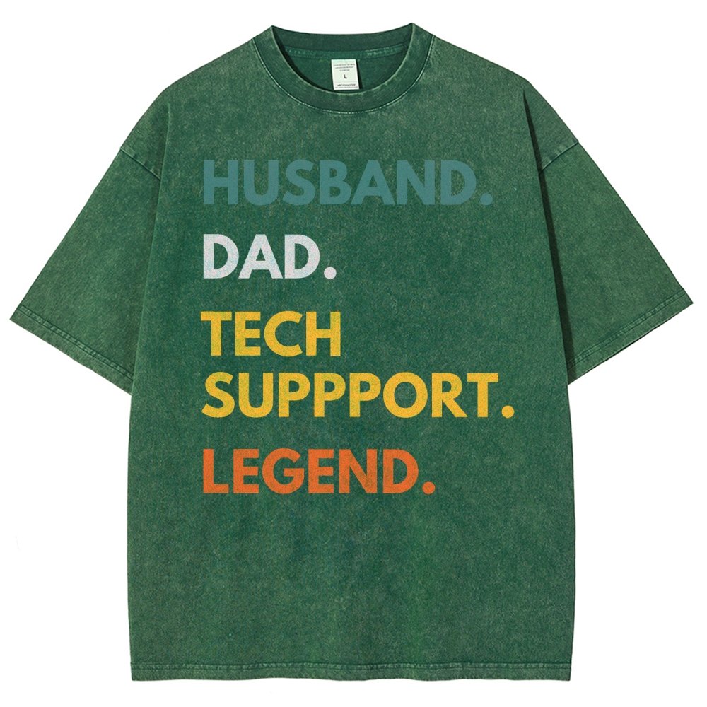 Husband Dad Tech Support Legend Funny It Father Essential Vintage Distressed T-shirt