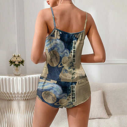 Across The Ocean And Stars Women's Geek Suspender Cami Set