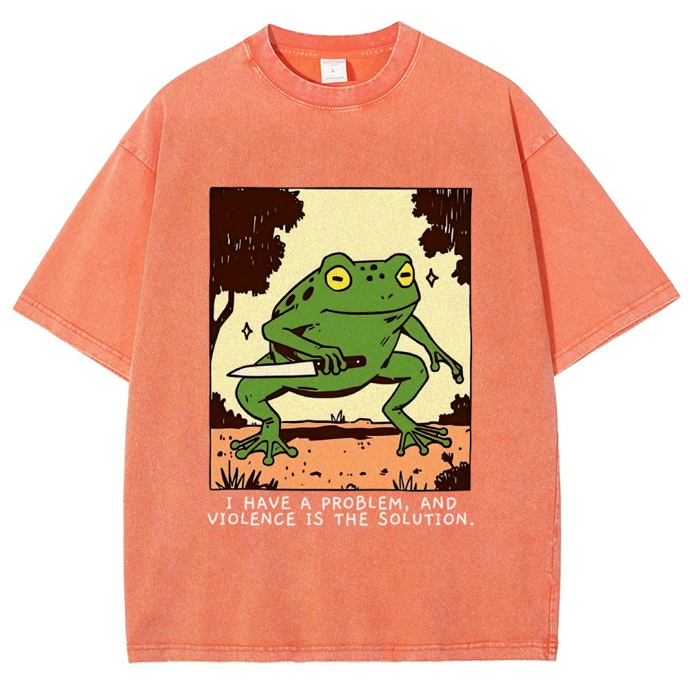 Frog Violence Vintage Distressed T-shirt