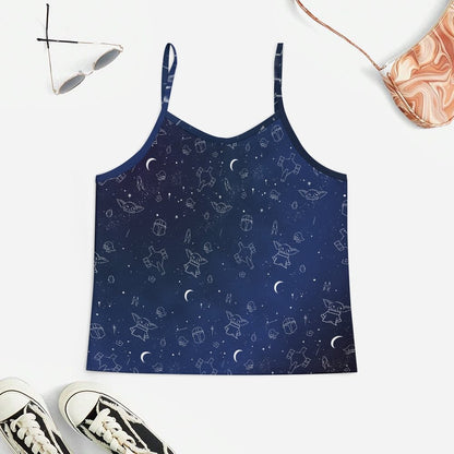 Strange Little Monsters In The Starry Sky Women's Geek Suspender Cami Set