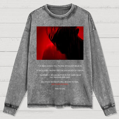 Tears in Rain-Tears in Red-Time to Die Washed Long Sleeve Tee