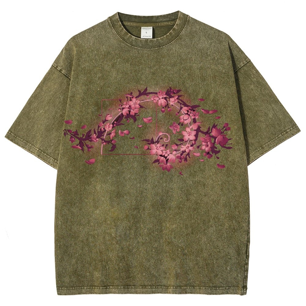 Golden Sakura Season Vintage Distressed T-shirt