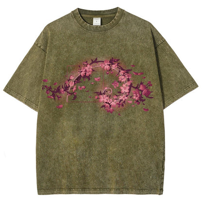 Golden Sakura Season Vintage Distressed T-shirt