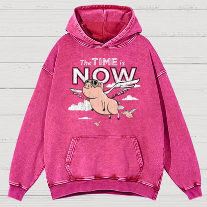 The Time Is Now Vintage Distressed Hoodie