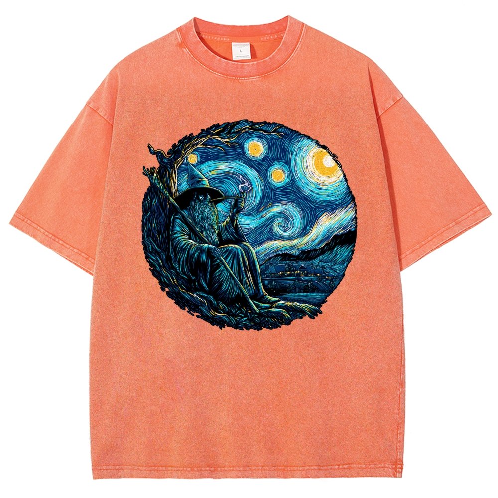 Starry Wizard Vintage Distressed T-shirt
