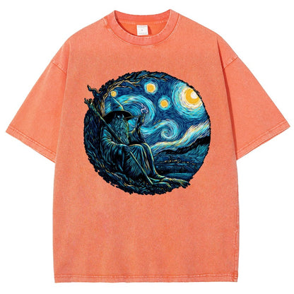 Starry Wizard Vintage Distressed T-shirt