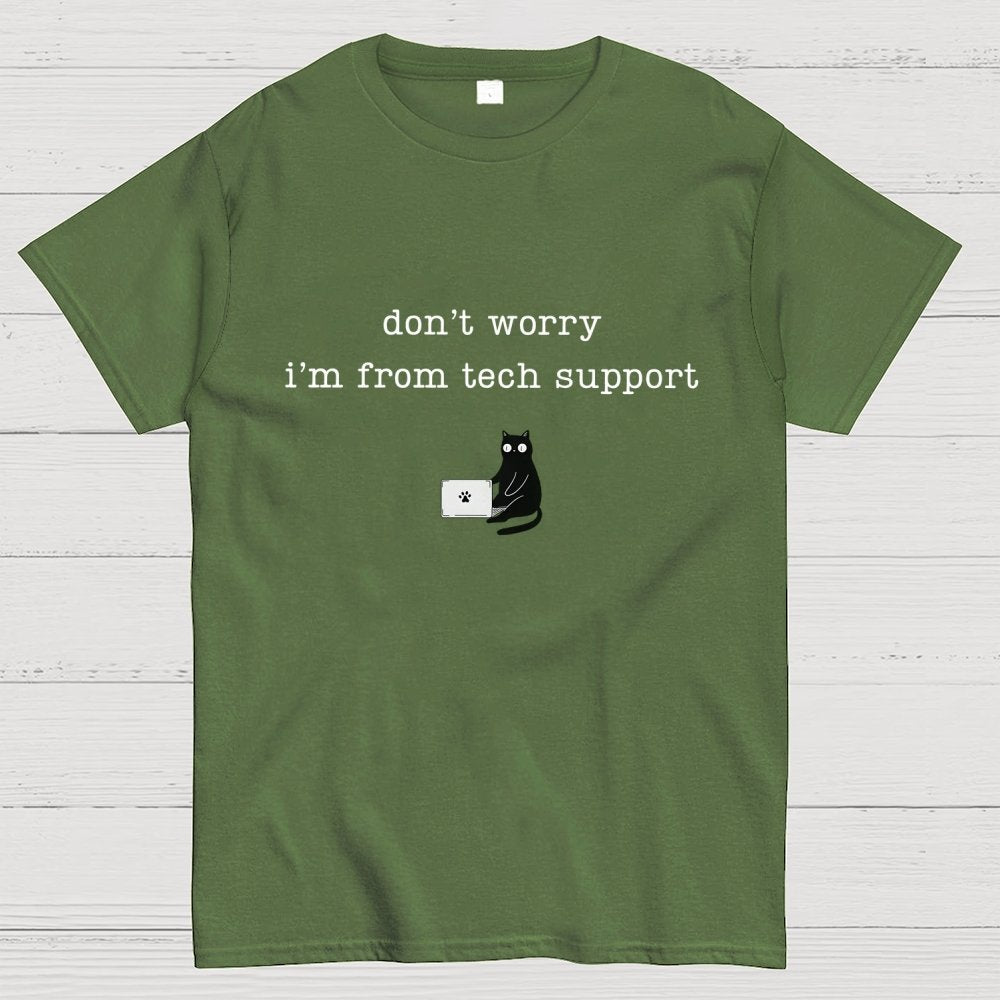 Don't Worry I'm From Tech Support Cat Geek T-Shirt