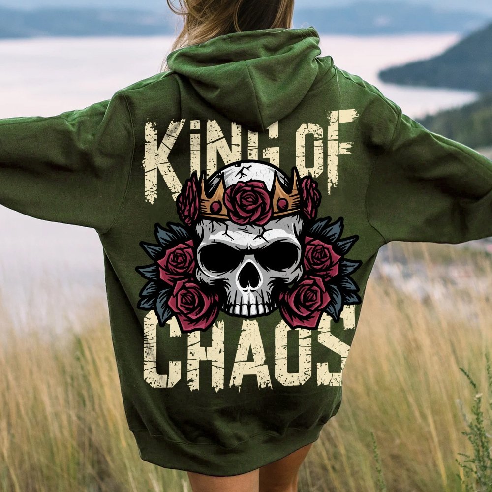King Of Chaos Printed Back Cotton Hoodie