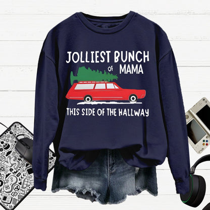 Jolliest Bunch Of MaMa Christmas Cotton Pullover Sweatshirt