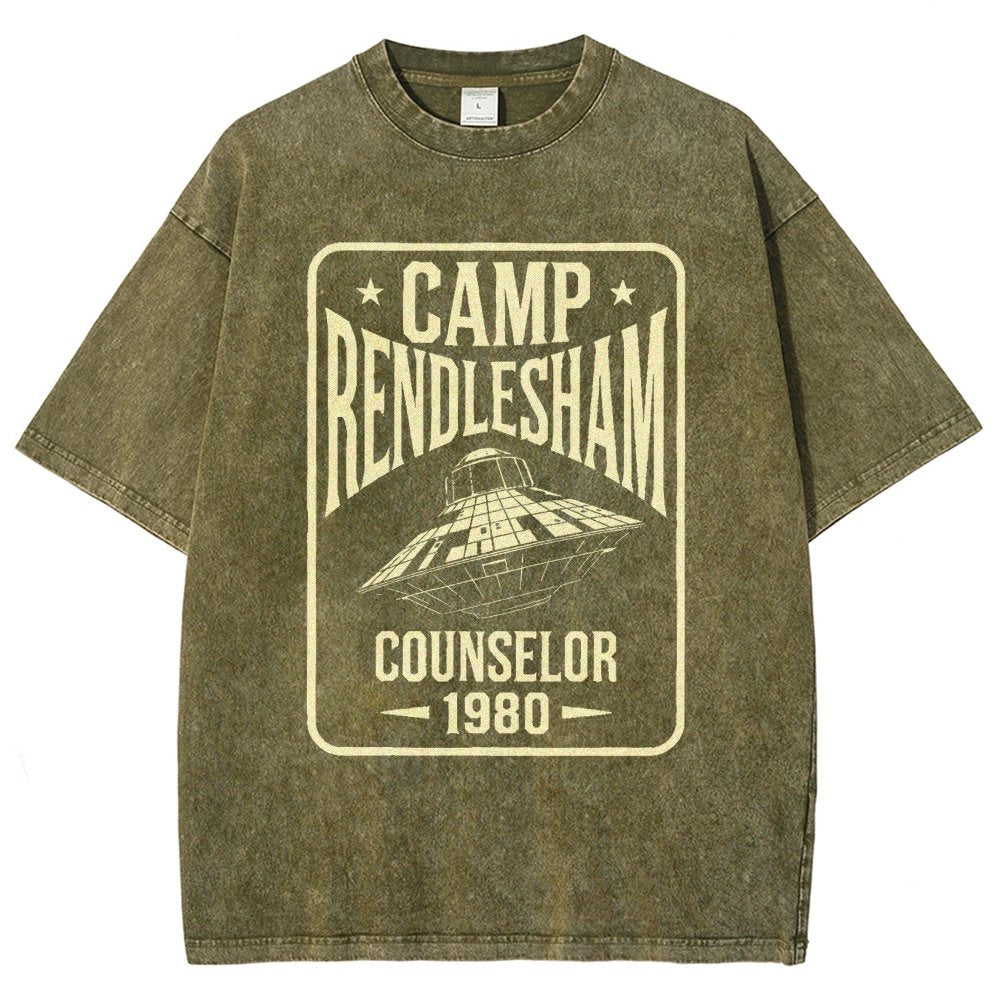 Camp Rendlesham Counselor 1980 UFO Vintage Distressed T-shirt