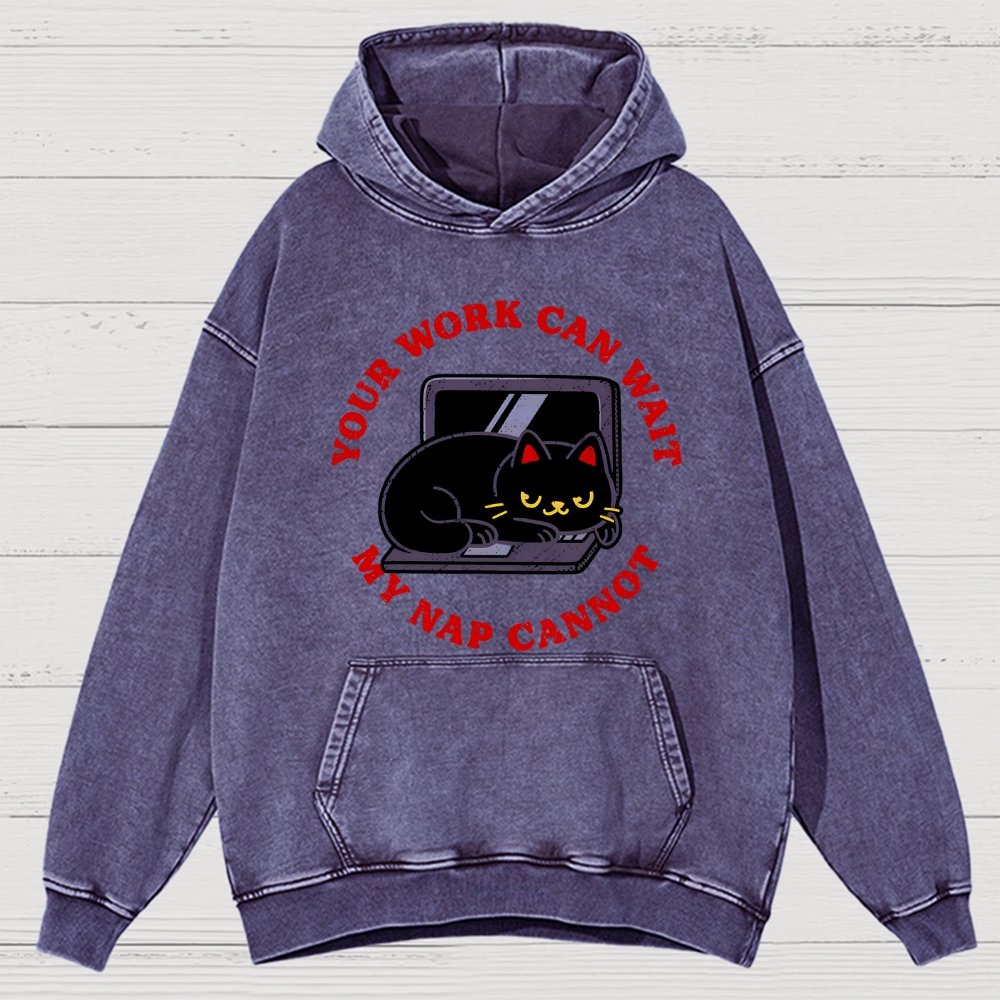 Work Can Wait Nap Cannot Vintage Distressed Hoodie