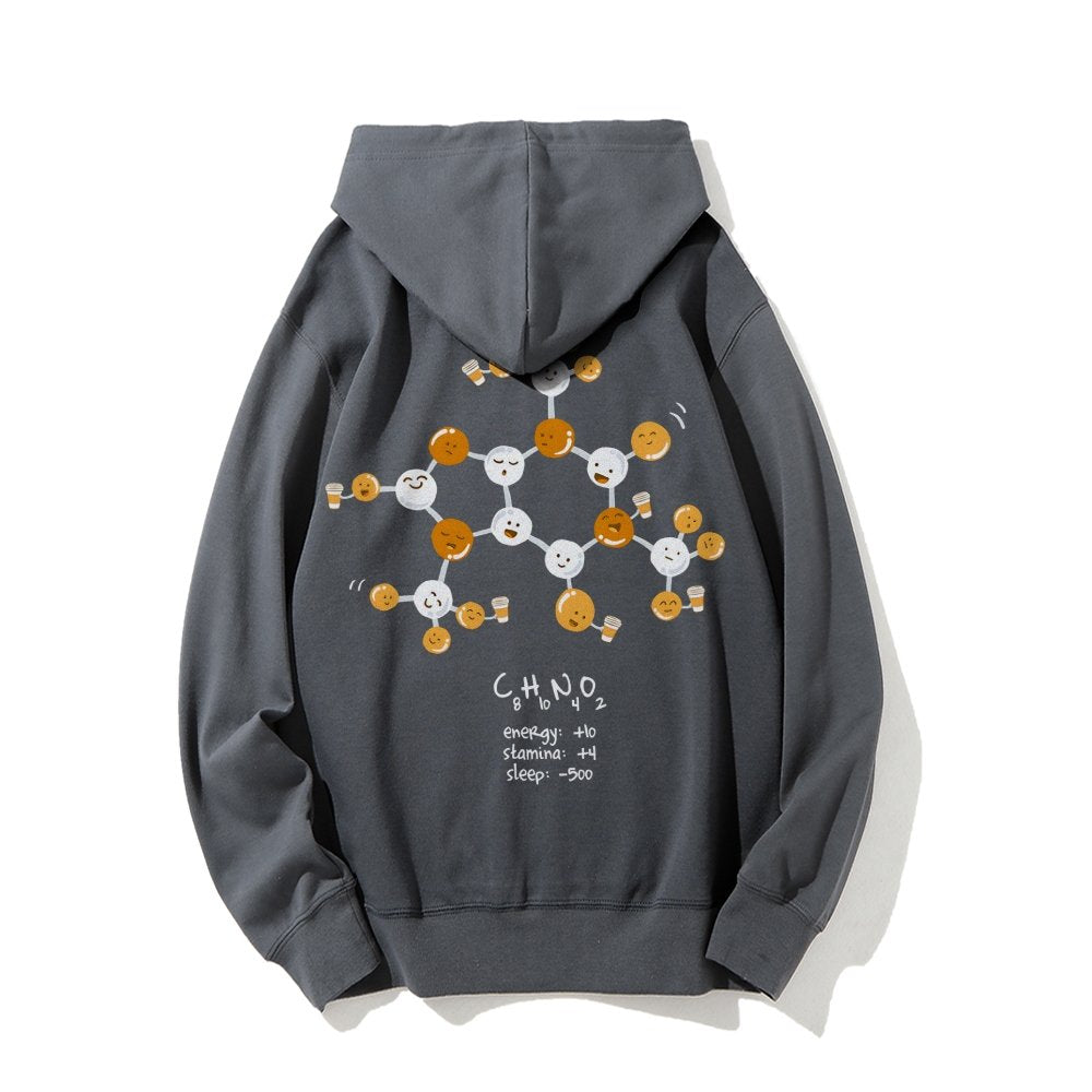 Caffeine Power Up Printed Back Unisex Cotton Hoodie