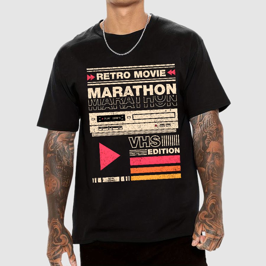 Retro Movie Marathon VHS Edition Geek T-Shirt