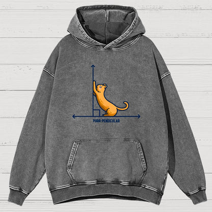 Purr-Pendicular Cute Maths Cat Premium Vintage Distressed Hoodie