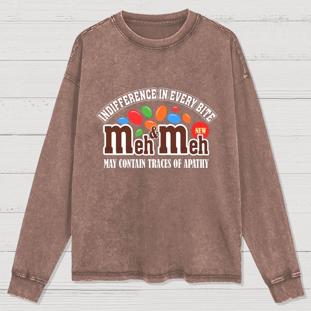 Meh & Meh Washed Long Sleeve Tee