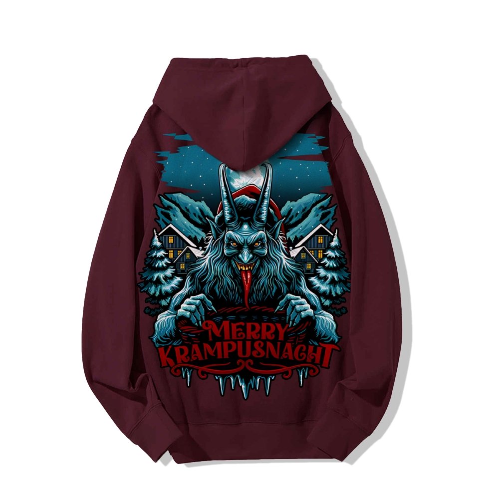 Merry Krampusnacht Christmas Geek Printed Back Cotton Hoodie