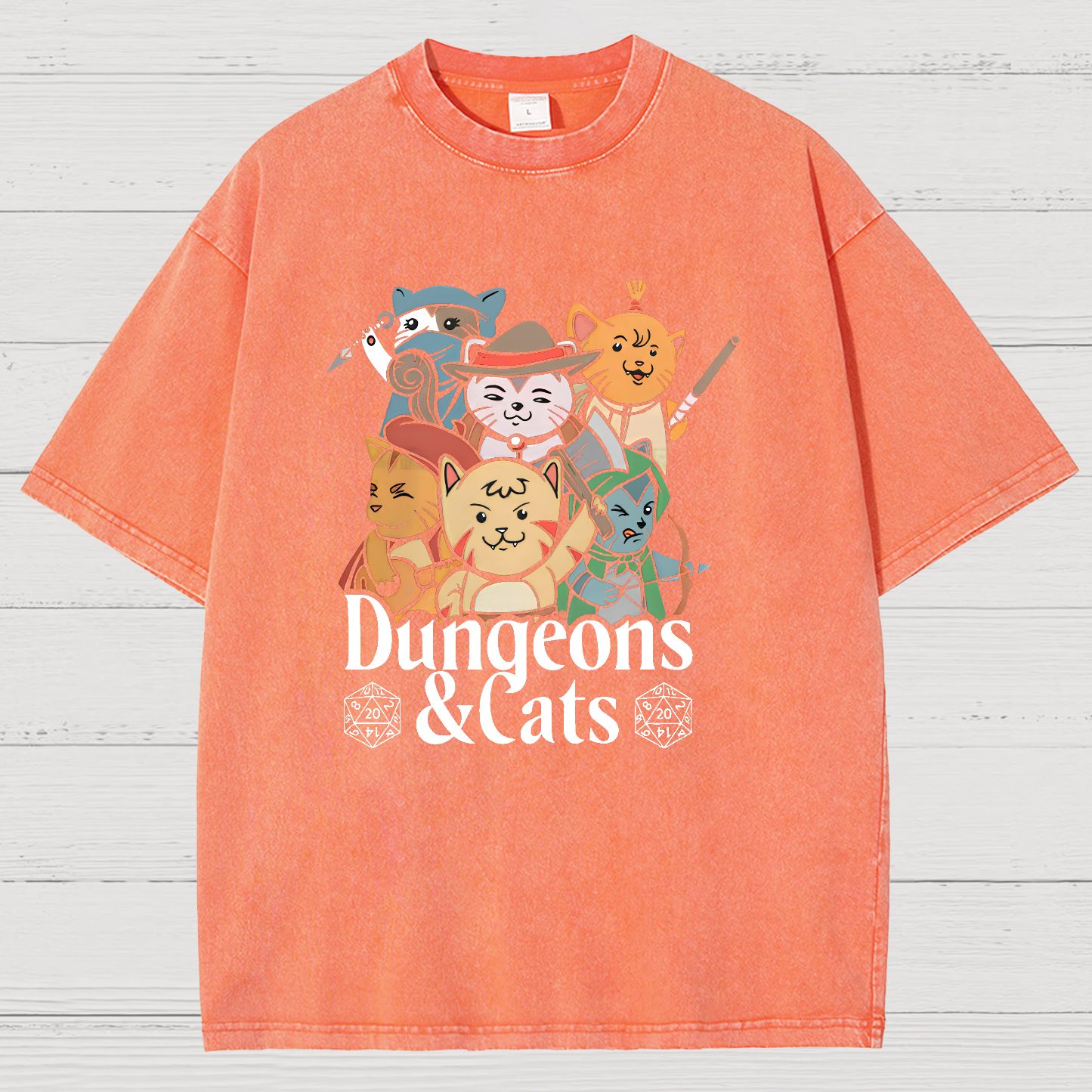 Dungeons and Cats Vintage Distressed T-shirt