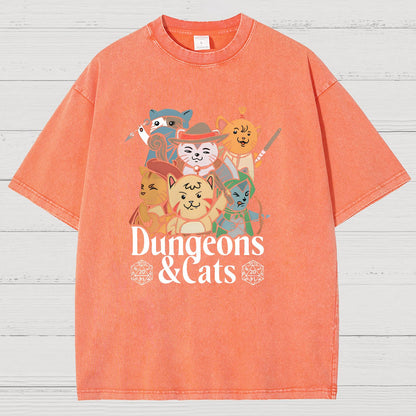 Dungeons and Cats Vintage Distressed T-shirt