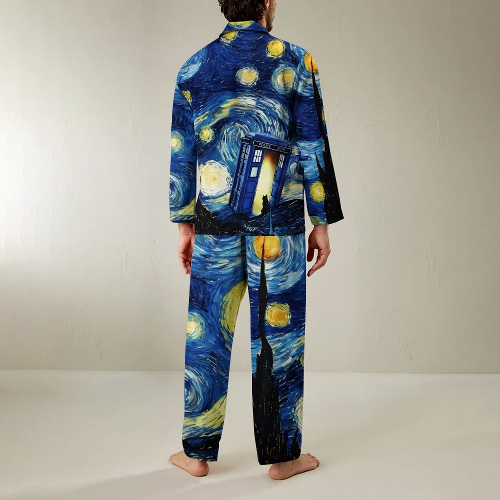 Starry Phone Booth Geek Long Sleeve Pajama Set