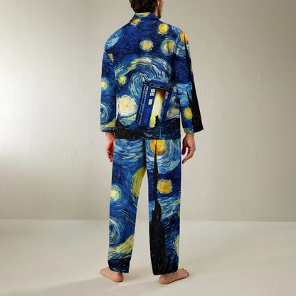 Starry Phone Booth Geek Long Sleeve Pajama Set