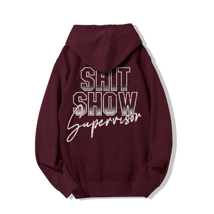 Shit Show Supervisor Printed Back Unisex Cotton Hoodie