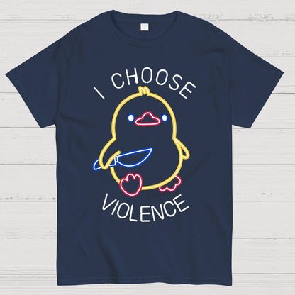 I Choose Violence Neon Funny Duck Geek T-Shirt