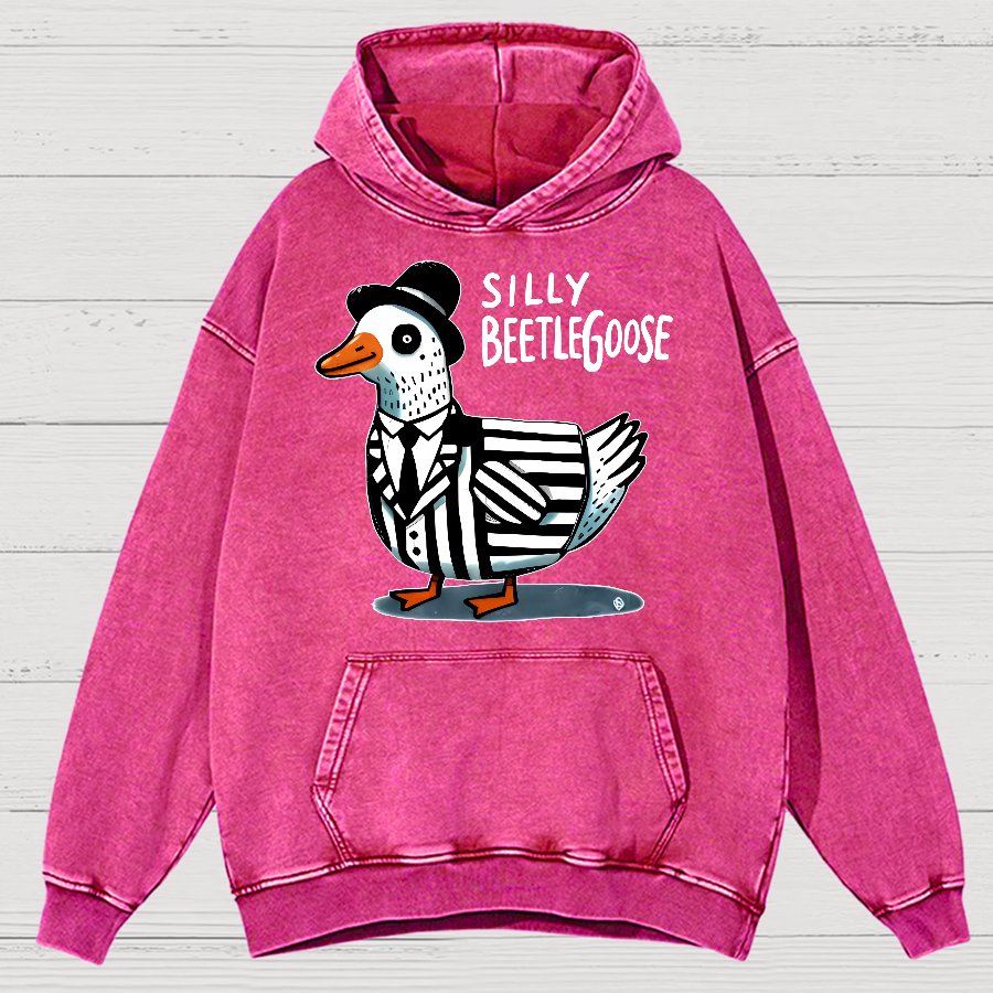Beetle Goose Cotton Pullover Vintage Distressed Hoodie