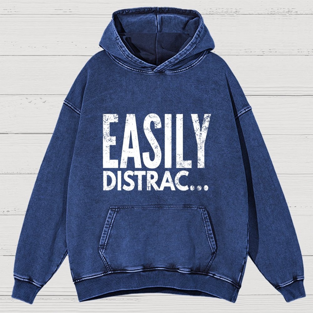 Easily Distrac  Vintage Distressed Hoodie