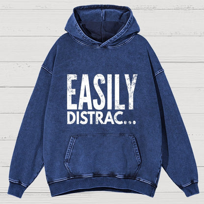 Easily Distrac  Vintage Distressed Hoodie