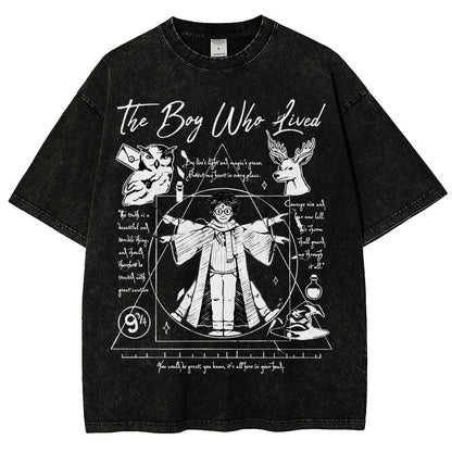 Vitruvian Wizard Vintage Distressed T-shirt