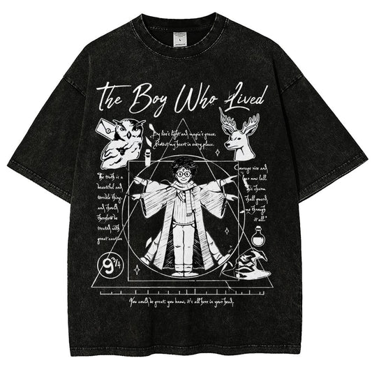 Vitruvian Wizard Vintage Distressed T-shirt