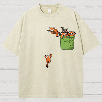 Pocket Red Panda Vintage Distressed T-shirt