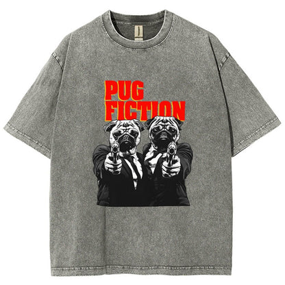 Pug Fiction Vintage Distressed T-shirt