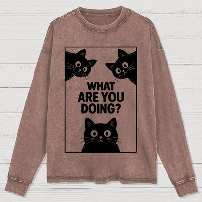 What Are You Doing Washed Long Sleeve Tee
