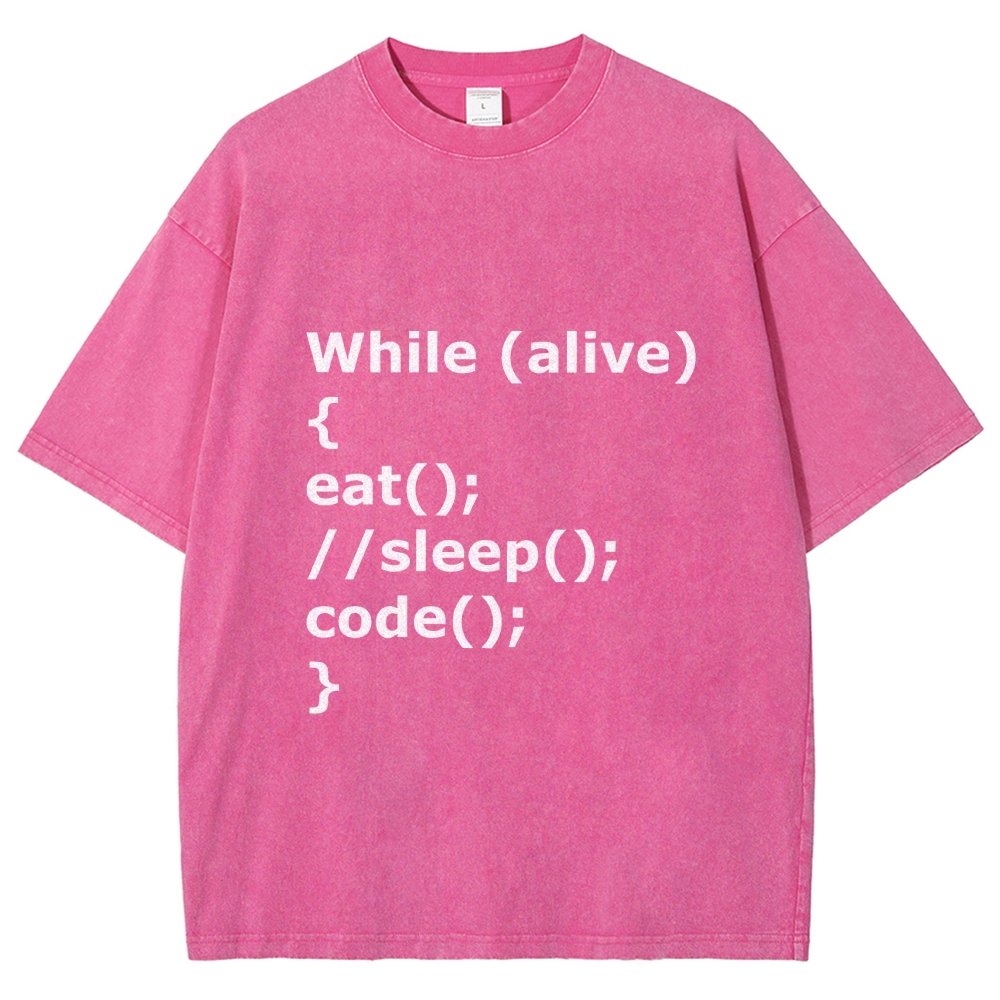 While Alive Eat No Sleep Code Vintage Distressed T-shirt