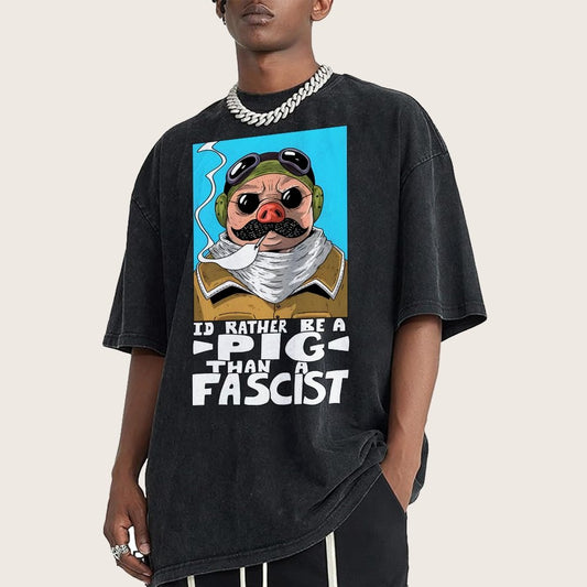 “I’d rather be a Pig than a Fascist.” Vintage Distressed T-shirt