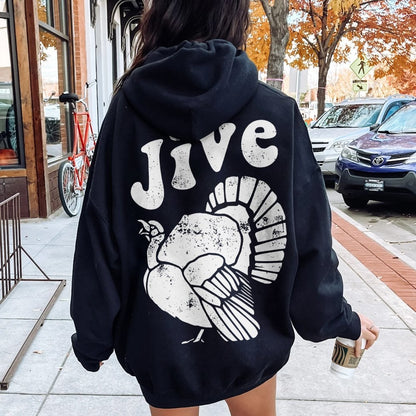 Jive Turkey Printed Back Unisex Cotton Hoodie