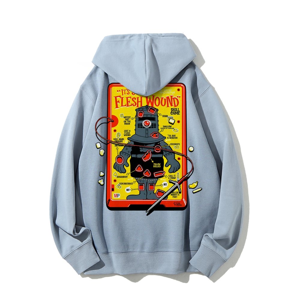 Flesh Wound Skill Game Nerdy Printed Back Cotton Hoodie
