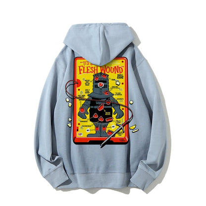 Flesh Wound Skill Game Nerdy Printed Back Cotton Hoodie