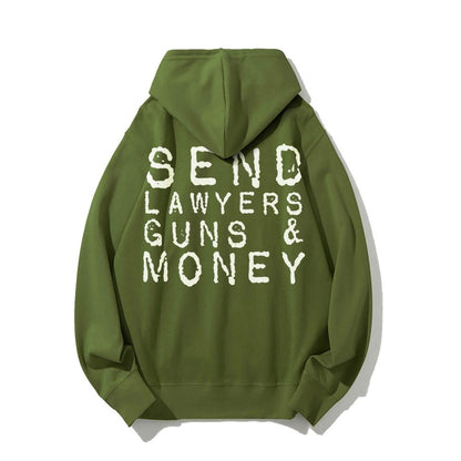 Send Lawyers Guns And Money Printed Back Unisex Cotton Hoodie