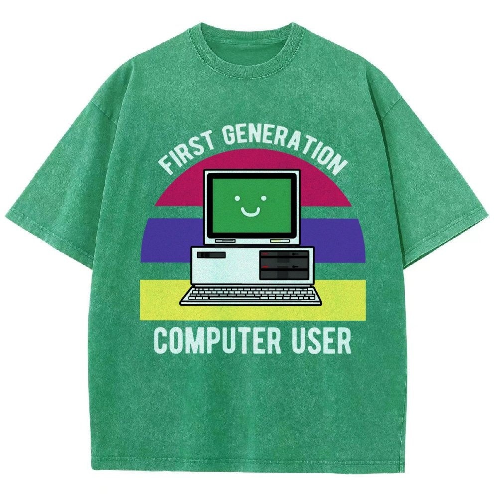 First Generation Computer User Vintage Distressed T-shirt