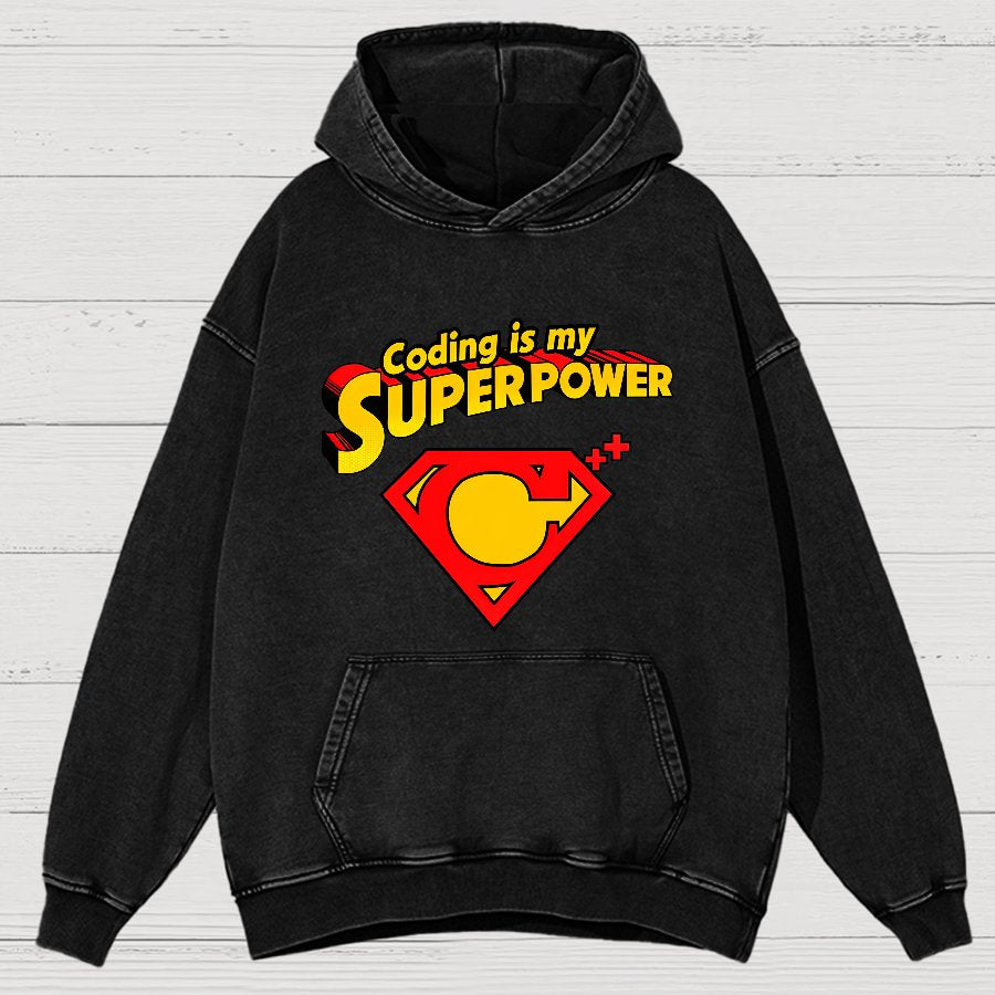 Coding Is My Superpower Vintage Distressed Hoodie
