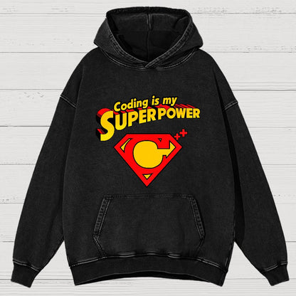Coding Is My Superpower Vintage Distressed Hoodie