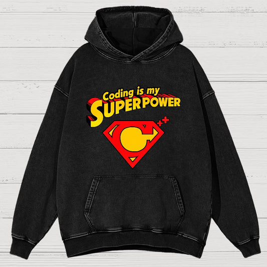 Coding Is My Superpower Vintage Distressed Hoodie