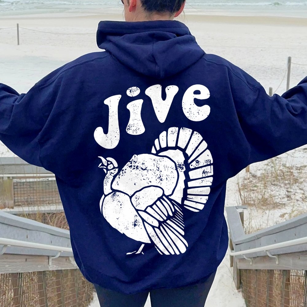 Jive Turkey Printed Back Unisex Cotton Hoodie