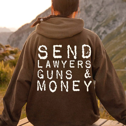 Send Lawyers Guns And Money Printed Back Unisex Cotton Hoodie