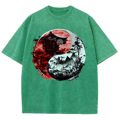 Temple Yin yang Vintage Distressed T-shirt