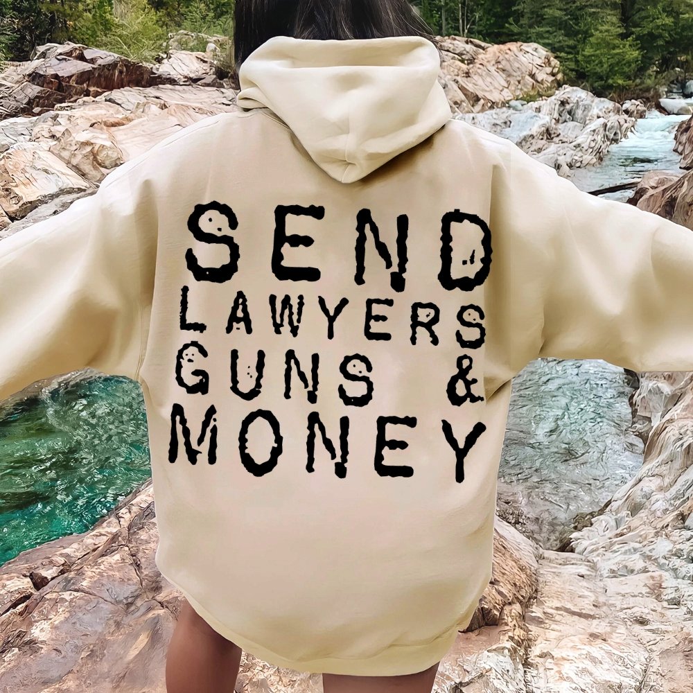 Send Lawyers Guns And Money Printed Back Unisex Cotton Hoodie