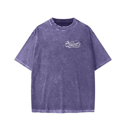 Captain's Shark Fishing Front And Back Printing Washed T-shirt